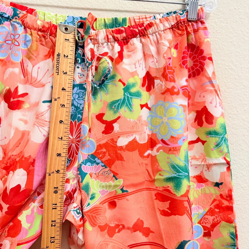 Natori Floral Pajama Pants Marrakech Garden Orange Women's Large Wide Leg - Picture 11 of 12
